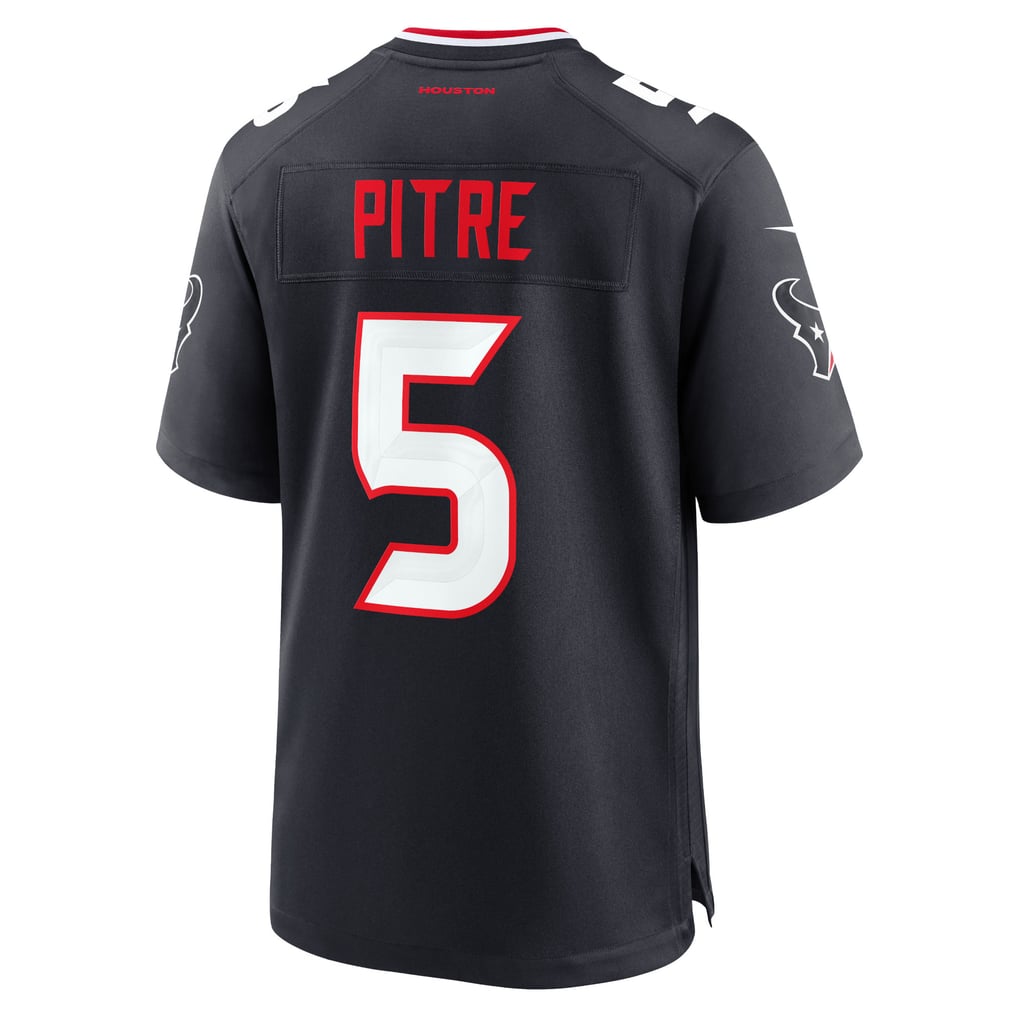 Jalen Pitre #5 Houston Texans Navy Home Jersey - back reference