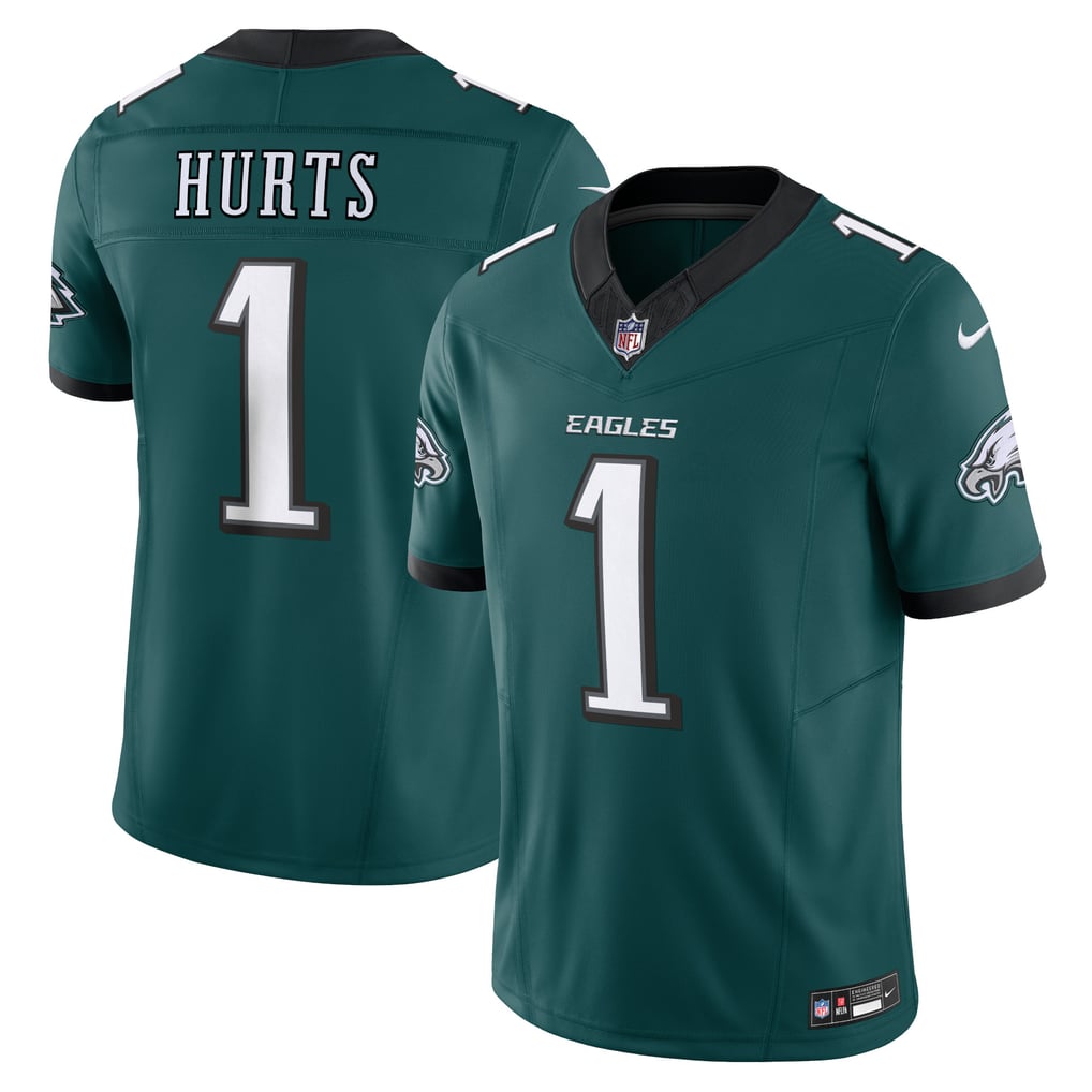 Jalen Hurts #1 Philadelphia Eagles — Midnight Green — front and back