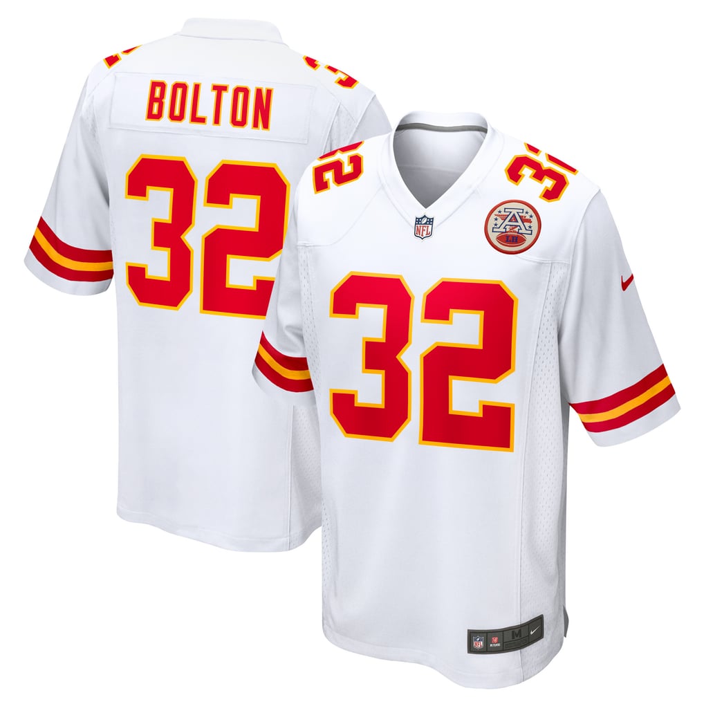 Nick Bolton #32 Kansas City Chiefs White Away Jersey - front and back reference