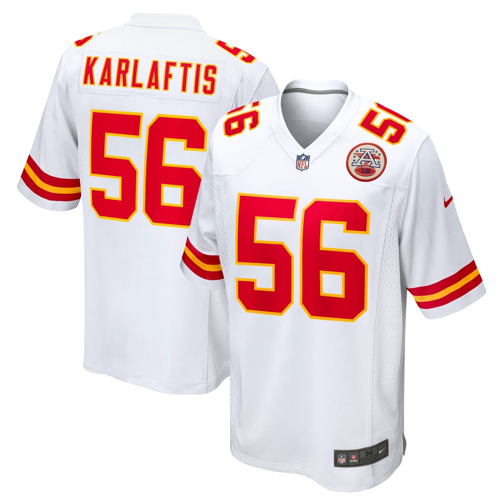 George Karlaftis #56 Kansas City Chiefs White Away Jersey - front and back reference