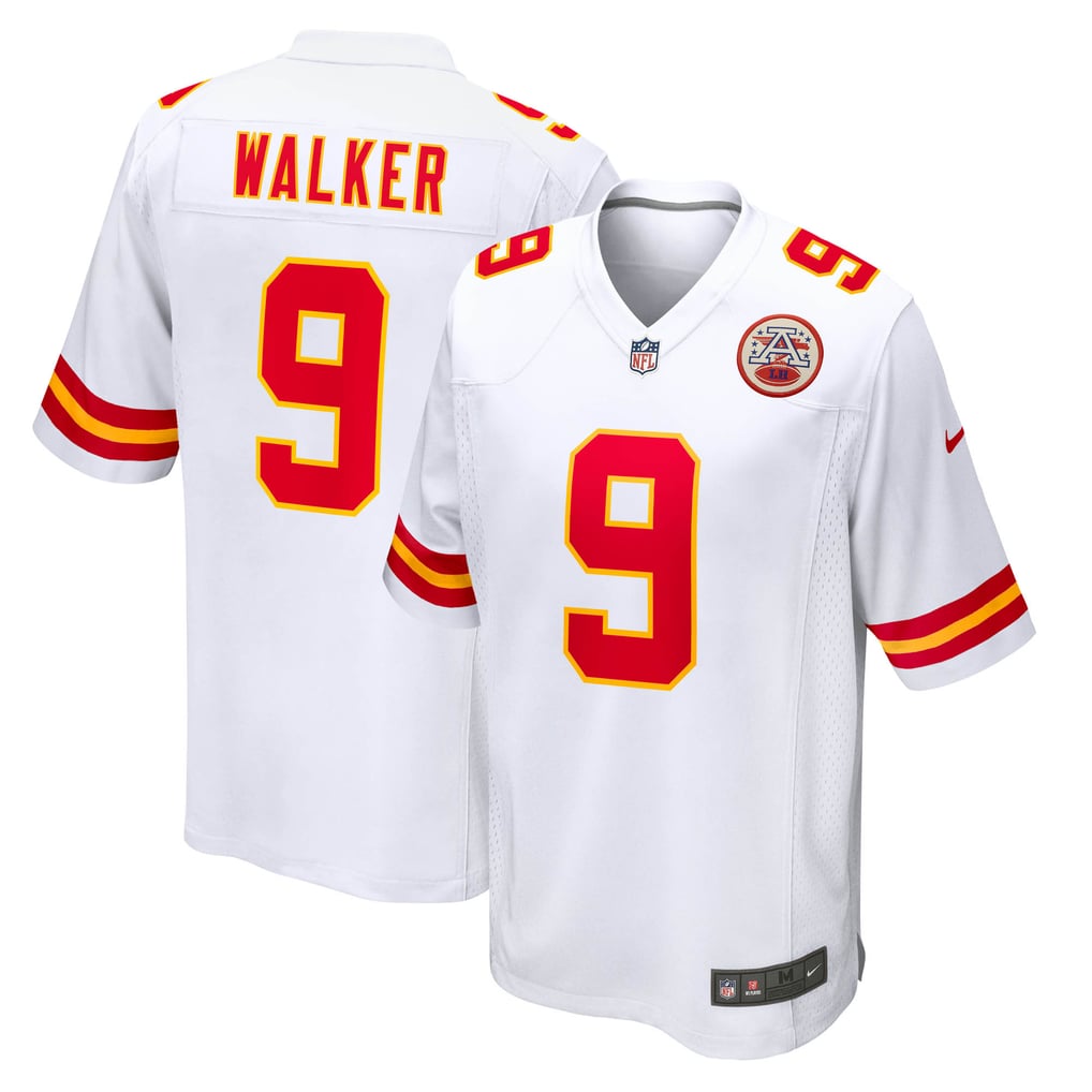 Kenneth Walker III #9 Kansas City Chiefs White Away Jersey - front and back reference