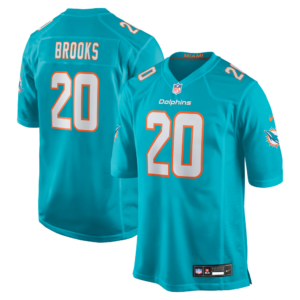 Jordyn Brooks #20 Miami Dolphins Aqua Home Jersey - front and back official reference