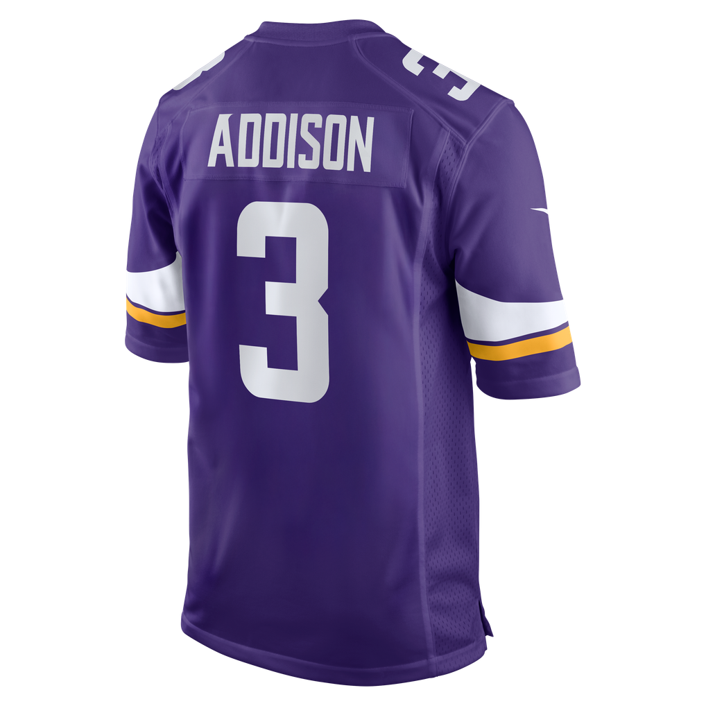 Jordan Addison #3 Minnesota Vikings Purple Home Jersey - back reference