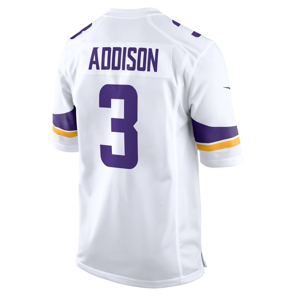 Jordan Addison #3 Minnesota Vikings White Away Jersey - back reference