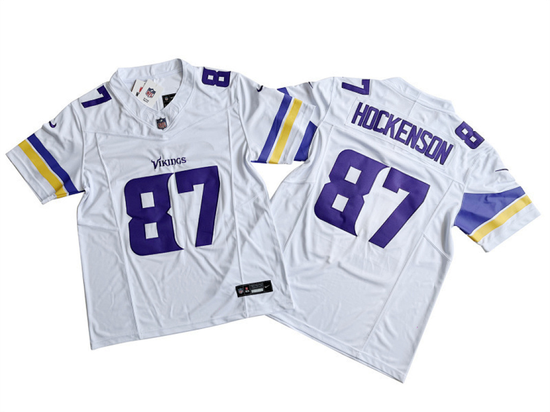 T.J. Hockenson #87 Minnesota Vikings White Away Jersey - actual product photo 1