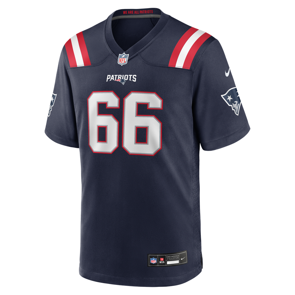 Will Campbell #66 New England Patriots Navy Home Jersey - front reference