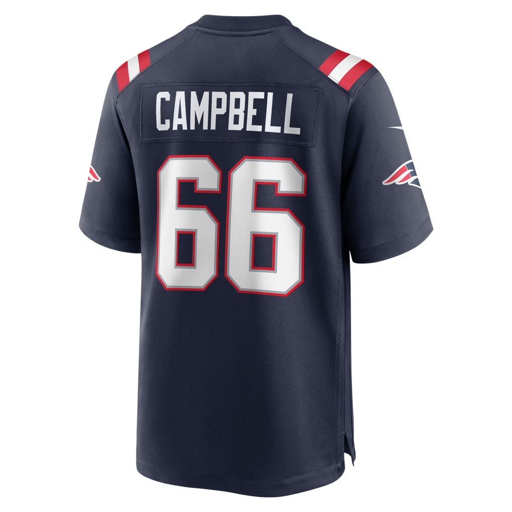 Will Campbell #66 New England Patriots Navy Home Jersey - back reference