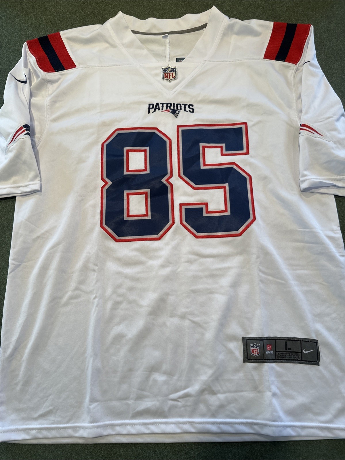 Hunter Henry #85 New England Patriots White Away Jersey - actual product photo 1