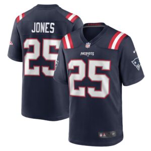 Marcus Jones #25 New England Patriots Navy Home Jersey - front and back reference