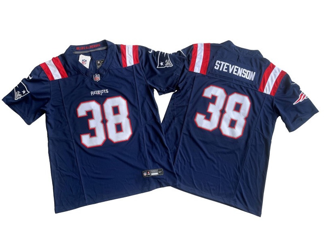 Rhamondre Stevenson #38 New England Patriots Navy Home Jersey - actual product photo 1