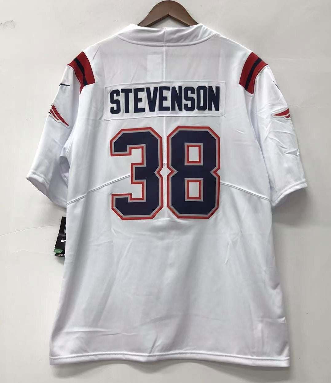 Rhamondre Stevenson #38 New England Patriots White Away Jersey - actual product photo 1