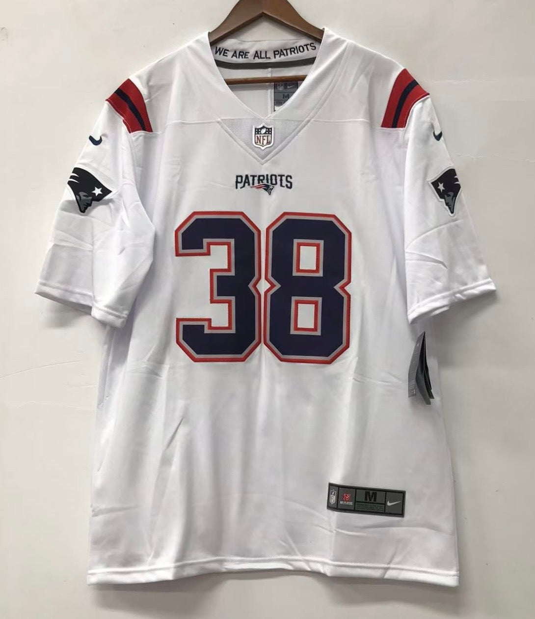Rhamondre Stevenson #38 New England Patriots White Away Jersey - actual product photo 2