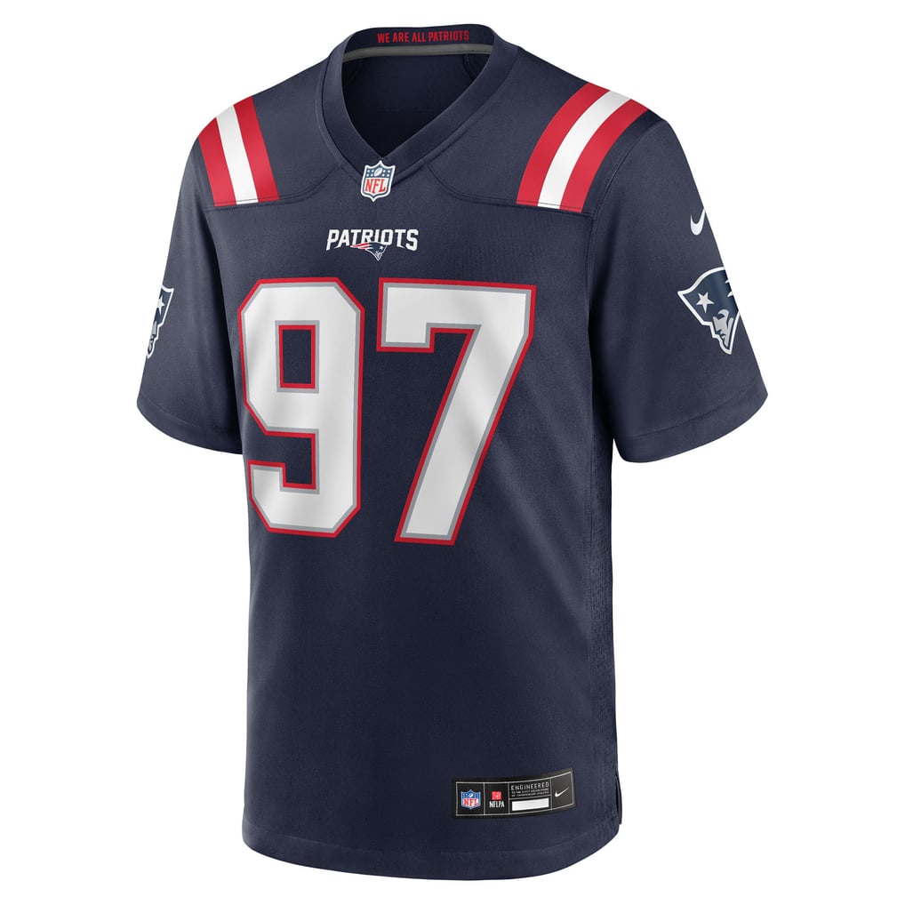 Milton Williams #97 New England Patriots Navy Home Jersey - front official reference