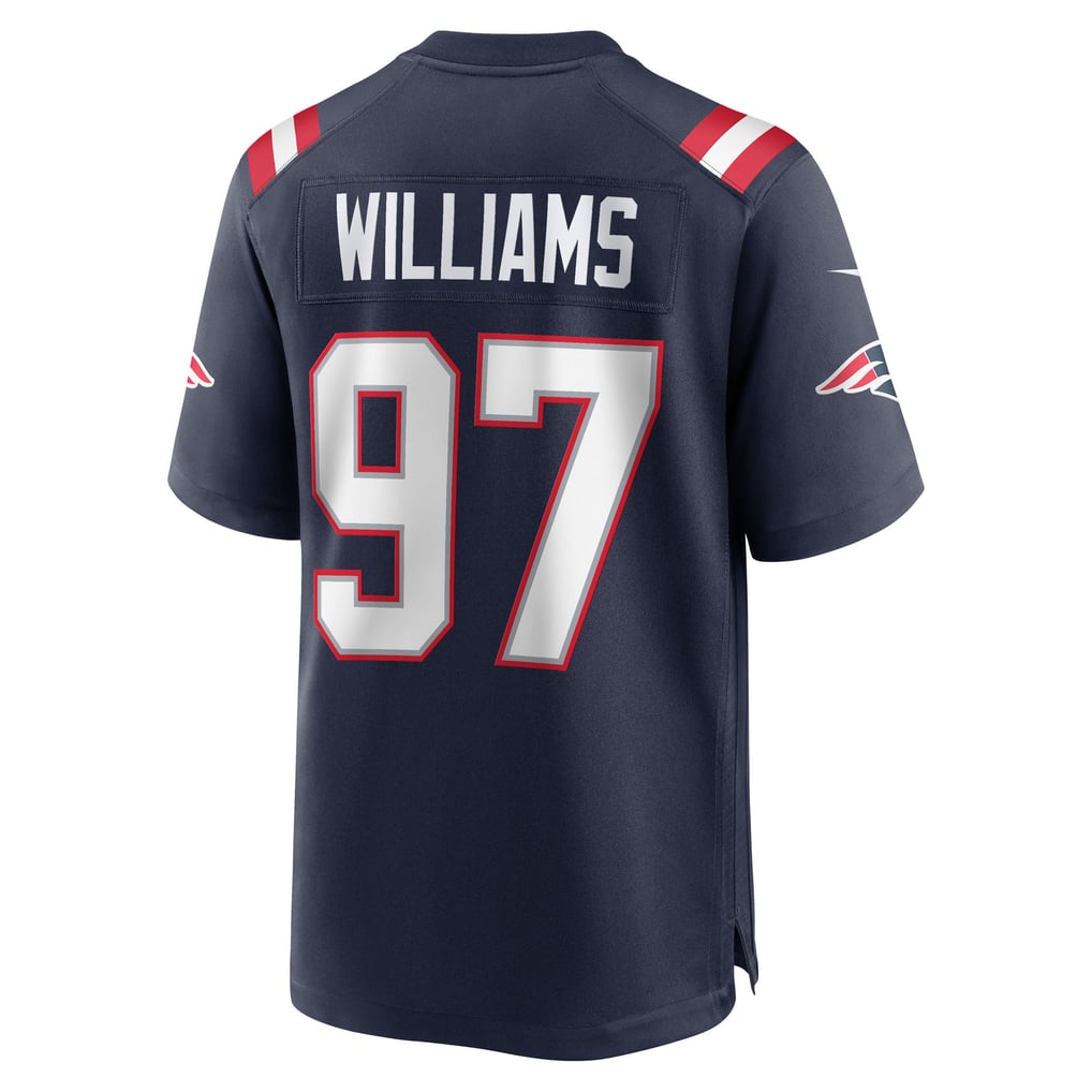 Milton Williams #97 New England Patriots Navy Home Jersey - back official reference