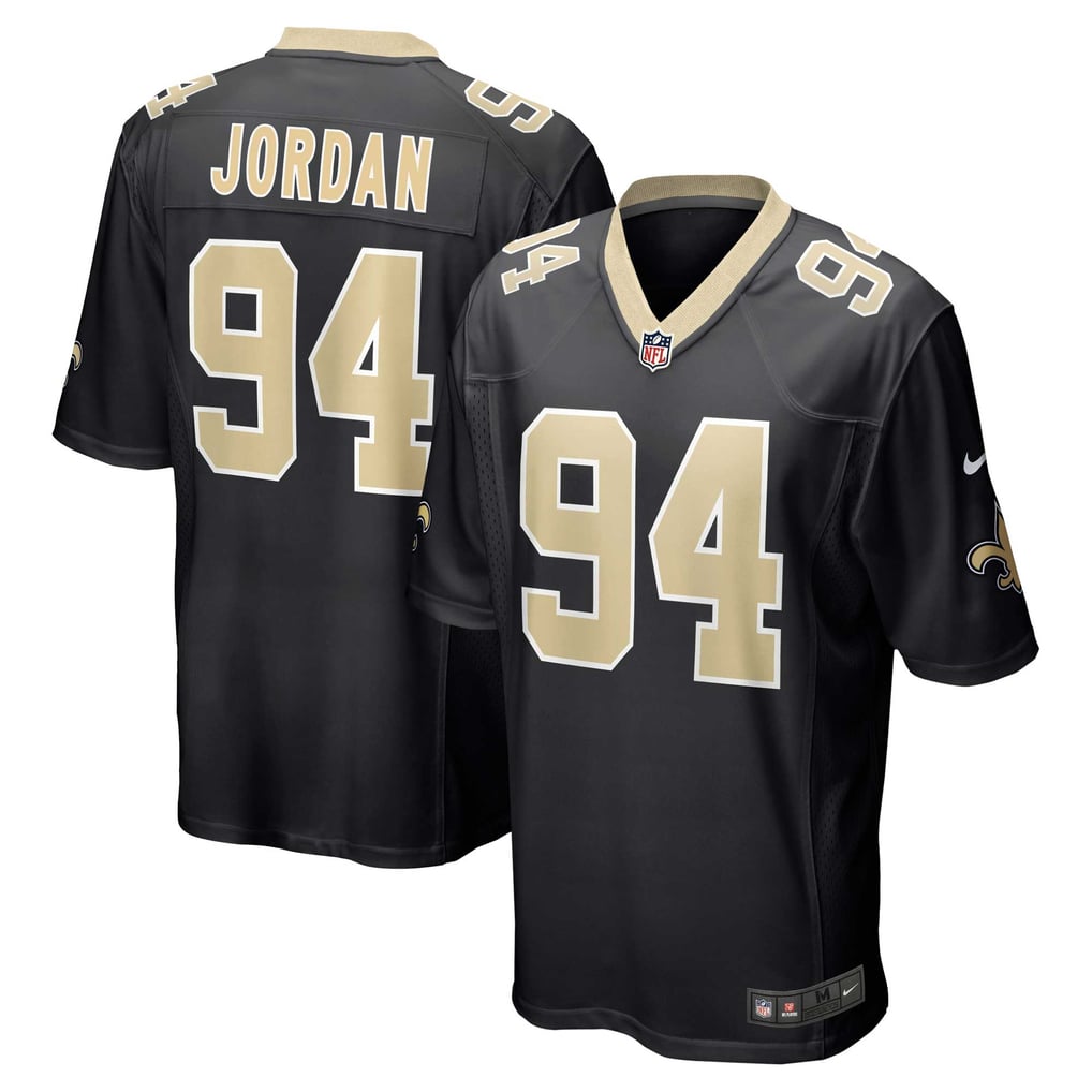 Cameron Jordan #94 New Orleans Saints Black Home Jersey - front and back reference
