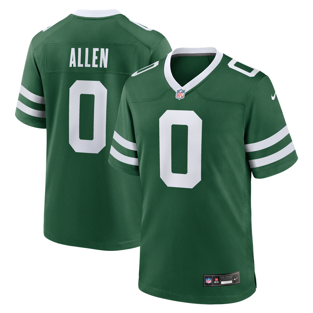 Braelon Allen #0 New York Jets Green Home Jersey - front and back reference