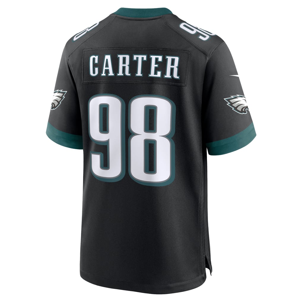 Jalen Carter #98 Philadelphia Eagles Black Alternate Jersey - back reference
