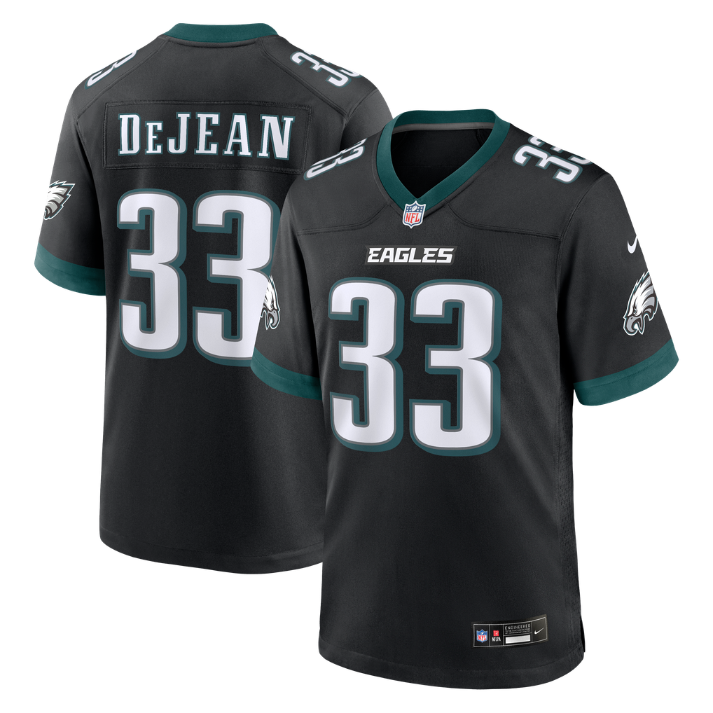 Cooper DeJean #33 Philadelphia Eagles Black Alternate Jersey - front and back reference
