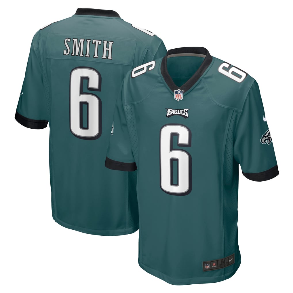 DeVonta Smith #6 Philadelphia Eagles Midnight Green Home Jersey - front and back reference