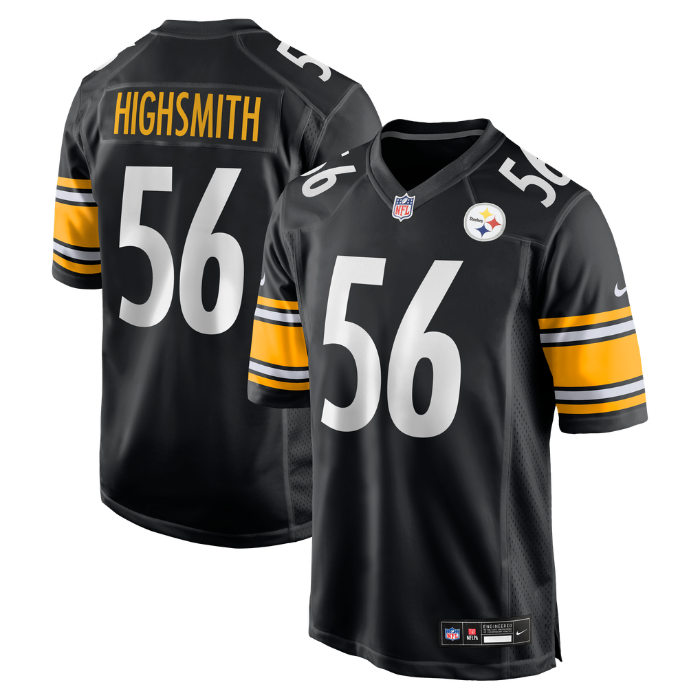 Alex Highsmith #56 Pittsburgh Steelers Black Home Jersey - front and back reference