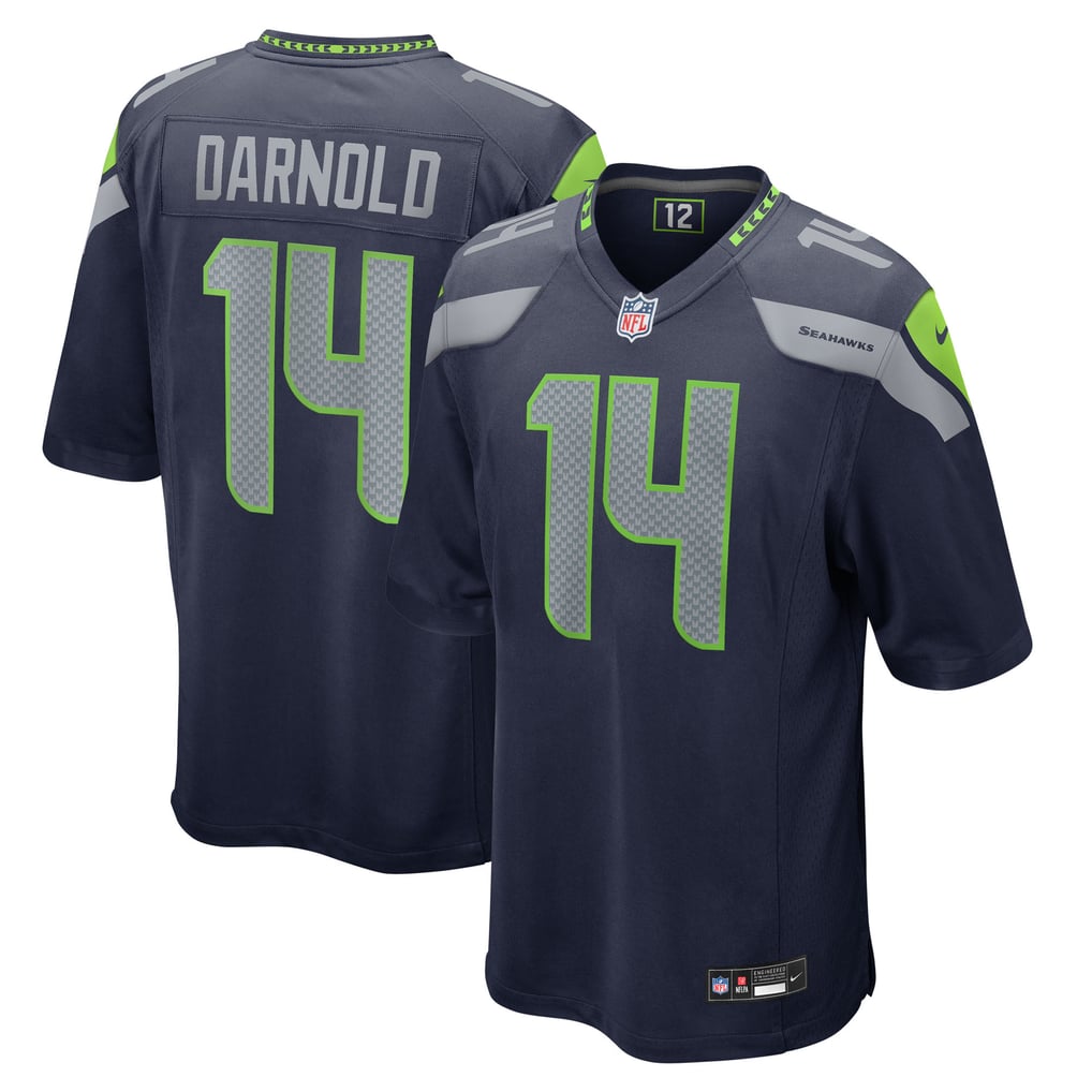 Sam Darnold #14 Seattle Seahawks Navy Home Jersey - front and back