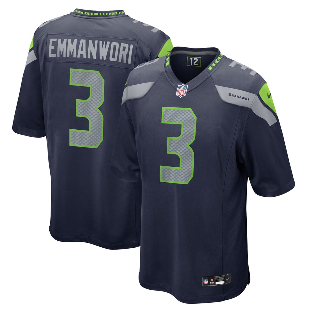 Nick Emmanwori #3 Seattle Seahawks Navy Home Jersey - front and back reference