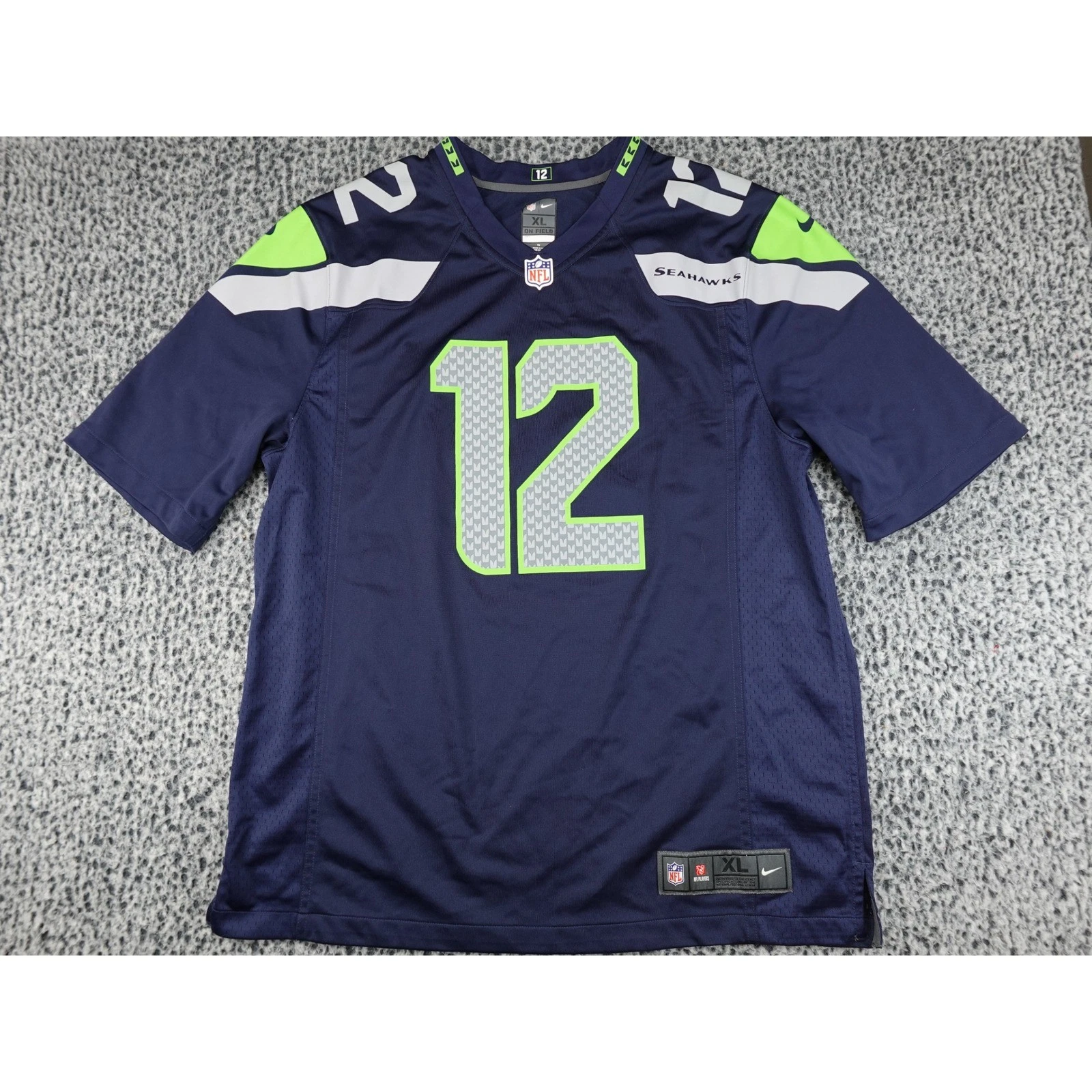 Fan #12 Seattle Seahawks Navy Home Jersey - actual product photo 1