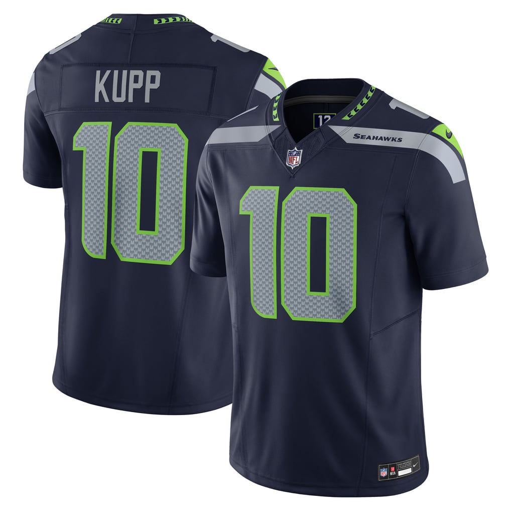 Cooper Kupp #10 Seattle Seahawks Navy Home Jersey - front and back reference