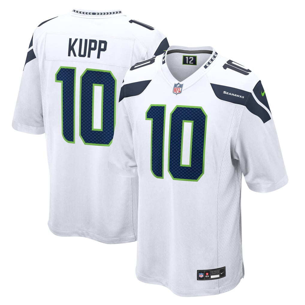 Cooper Kupp #10 Seattle Seahawks White Away Jersey - front and back reference