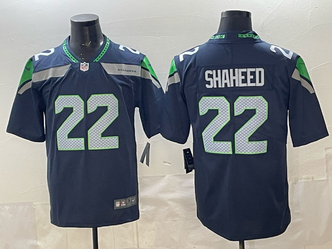 Rashid Shaheed #22 Seattle Seahawks Navy Home Jersey - actual product photo 1