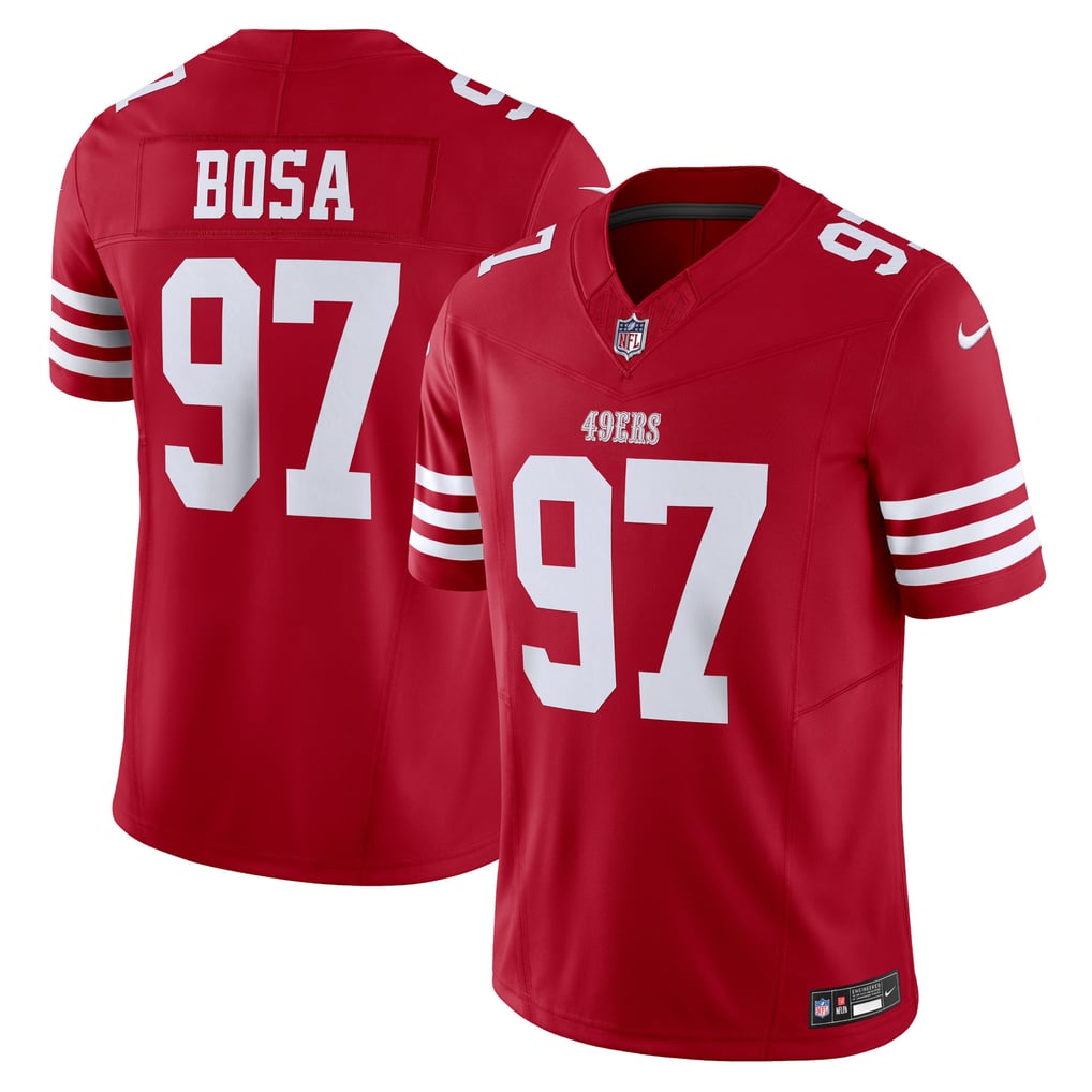 Nick Bosa #97 San Francisco 49ers Red Home Jersey - front and back