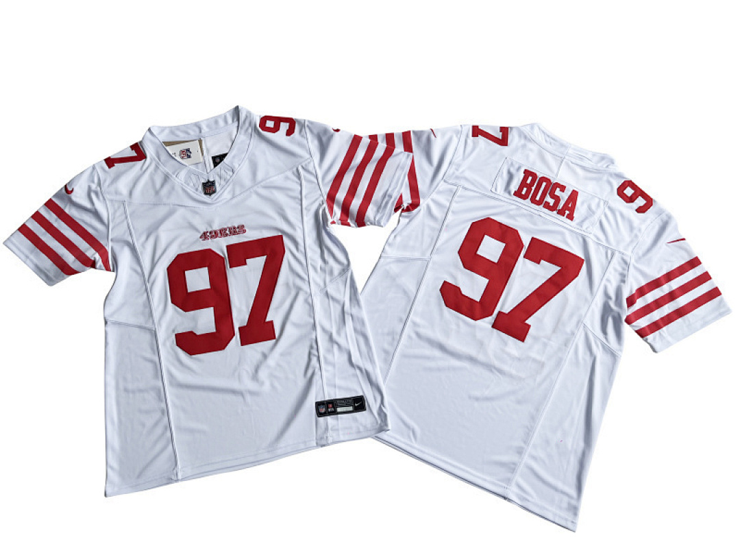 Nick Bosa #97 San Francisco 49ers White Away Jersey - actual supplier photo