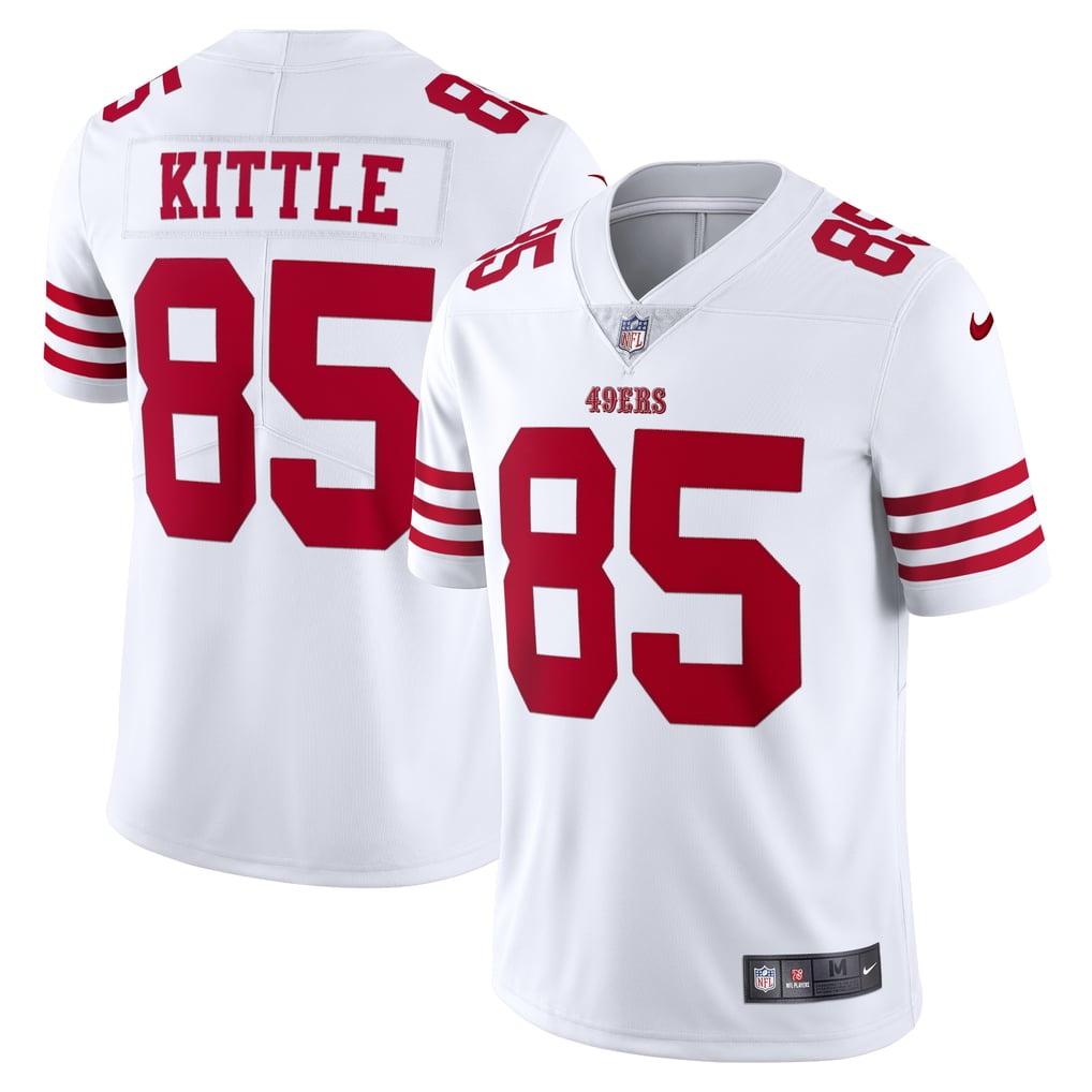 George Kittle #85 San Francisco 49ers White Away Jersey - front and back