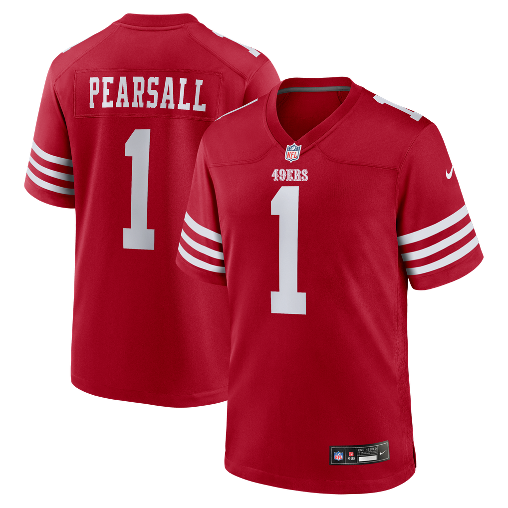 Ricky Pearsall #1 San Francisco 49ers Scarlet Home Jersey - front and back reference