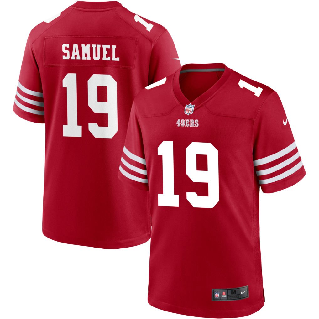 Deebo Samuel #19 San Francisco 49ers Scarlet Home Jersey - front and back reference