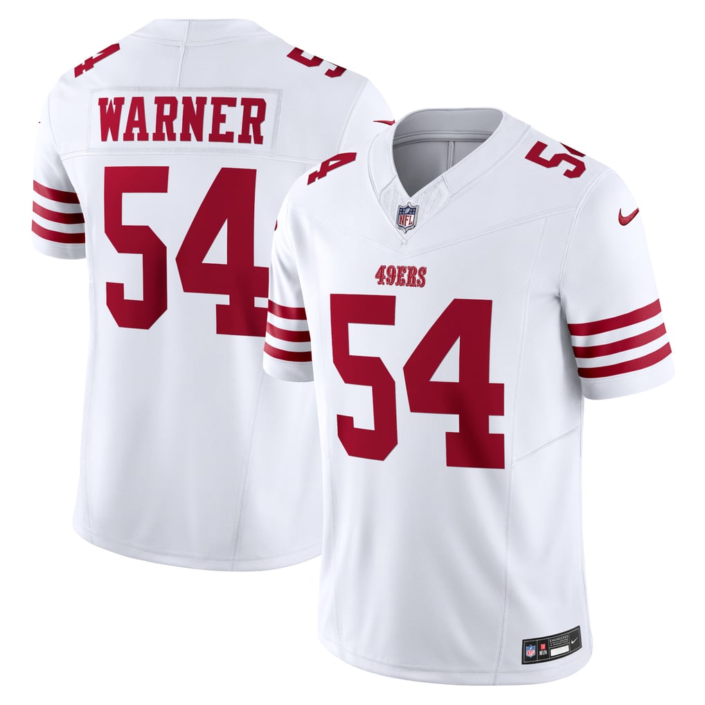 Fred Warner #54 San Francisco 49ers White Away Jersey - front and back