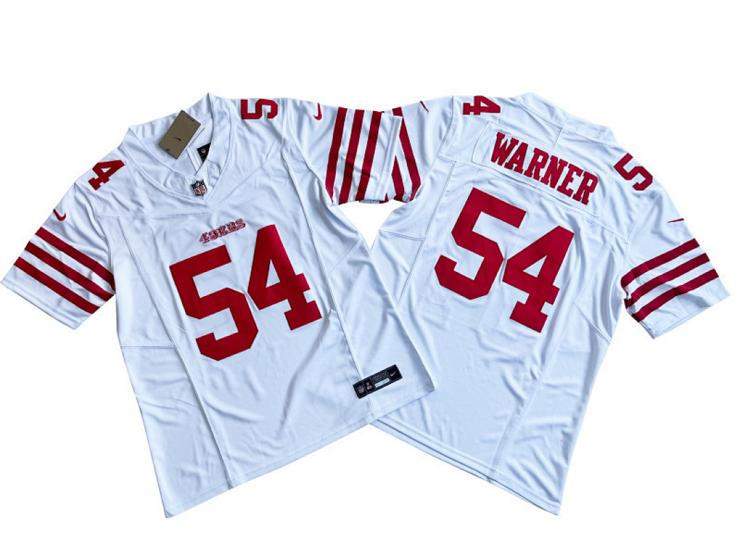 Fred Warner #54 San Francisco 49ers White Away Jersey - actual supplier photo