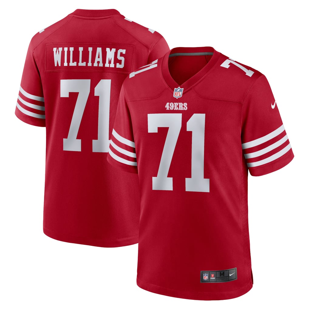 Trent Williams #71 San Francisco 49ers Scarlet Home Jersey - front and back reference