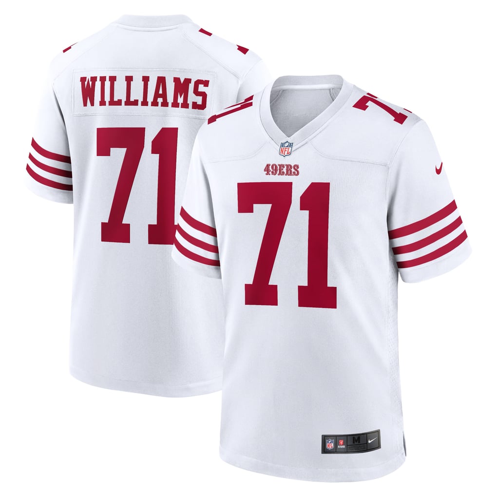 Trent Williams #71 San Francisco 49ers White Away Jersey - front and back reference