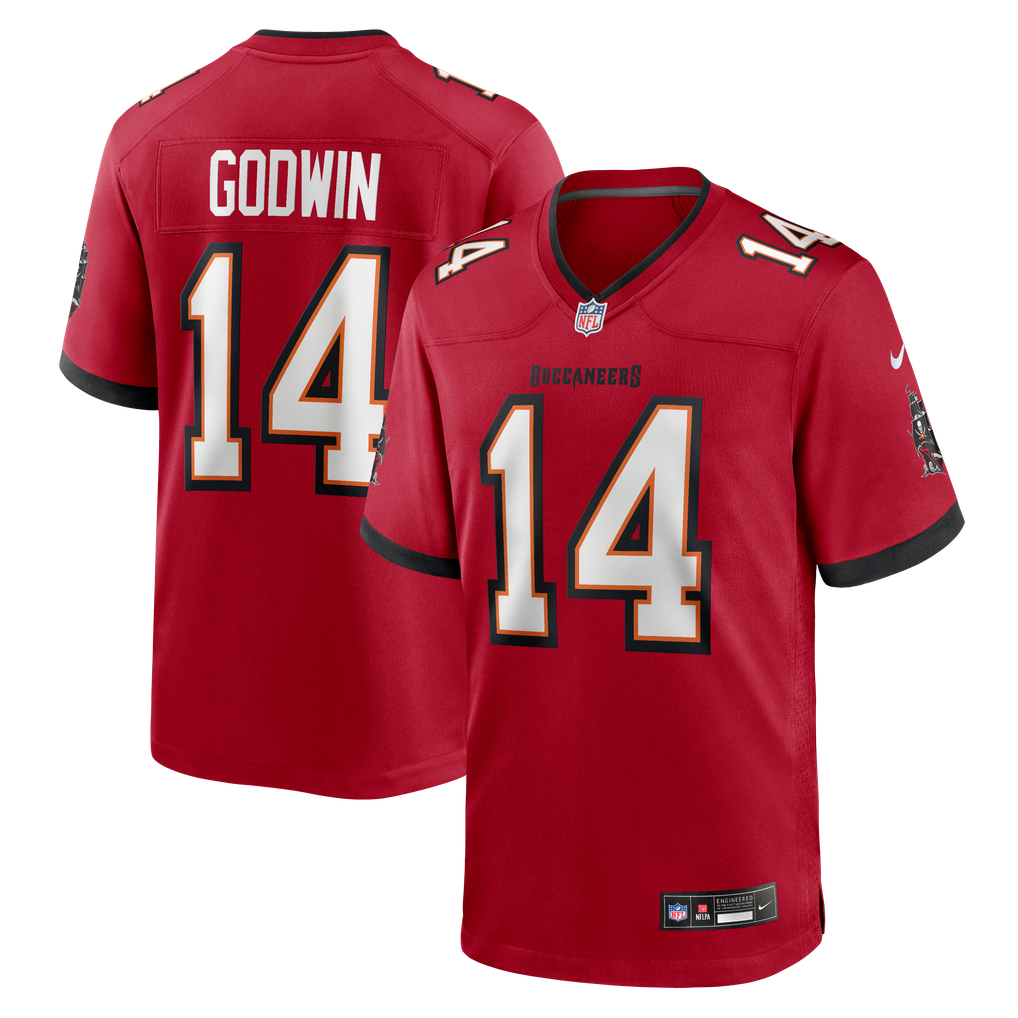 Chris Godwin #14 Tampa Bay Buccaneers Red Home Jersey - front and back reference