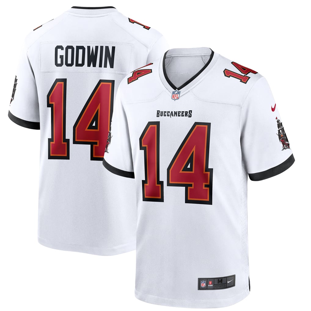 Chris Godwin #14 Tampa Bay Buccaneers White Away Jersey - front and back reference