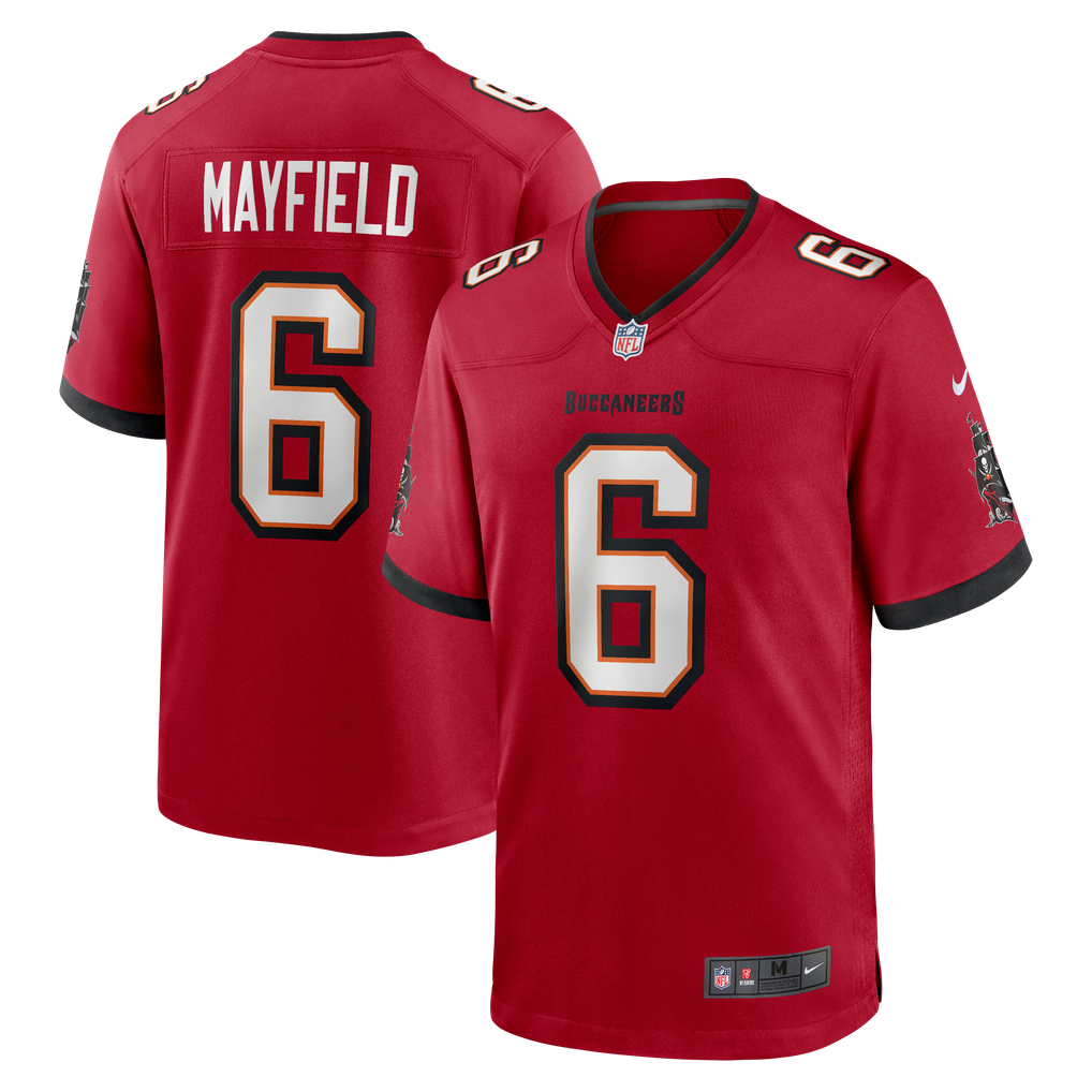 Baker Mayfield #6 Tampa Bay Buccaneers Red Home Jersey - front and back