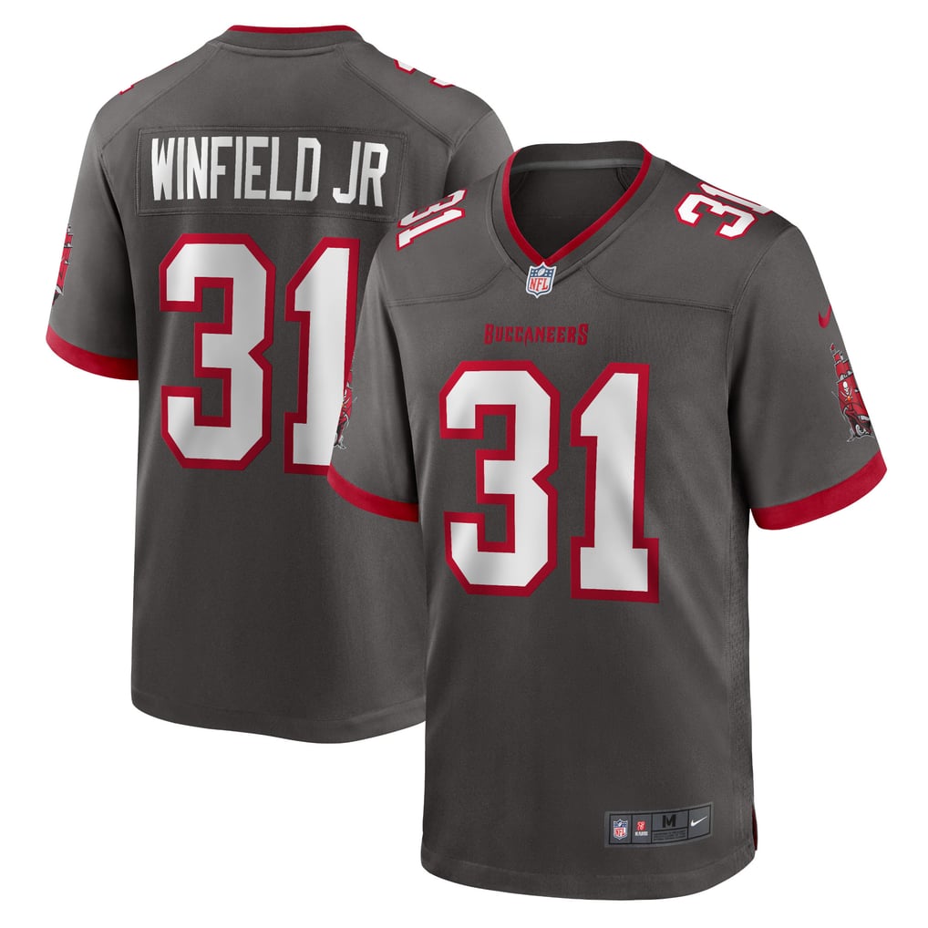 Antoine Winfield Jr. #31 Tampa Bay Buccaneers Pewter Alternate Jersey - front and back reference