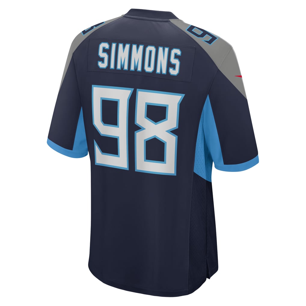 Jeffery Simmons #98 Tennessee Titans Navy Team Jersey - back reference