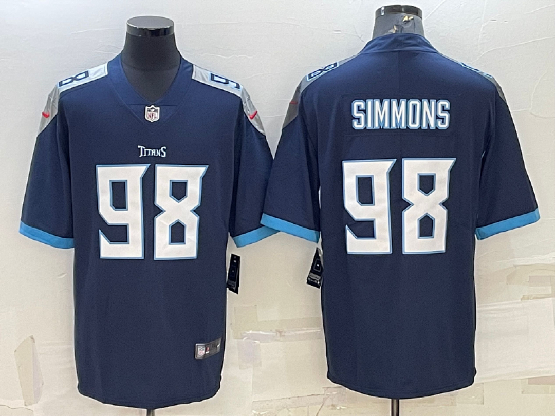 Jeffery Simmons #98 Tennessee Titans Navy Team Jersey - actual product photo 1