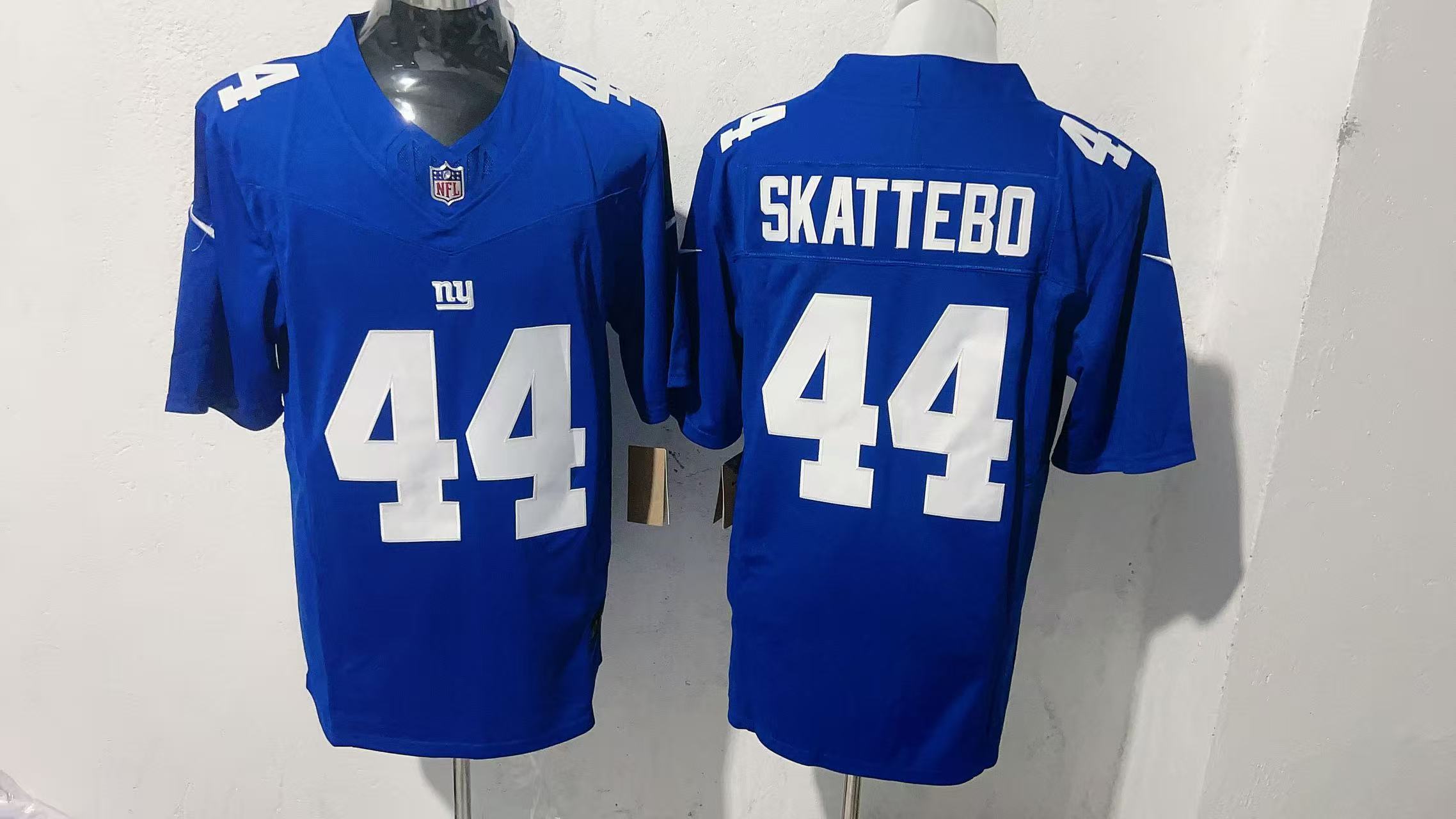 Cam Skattebo #44 New York Giants Royal Home Jersey — supplier front and back