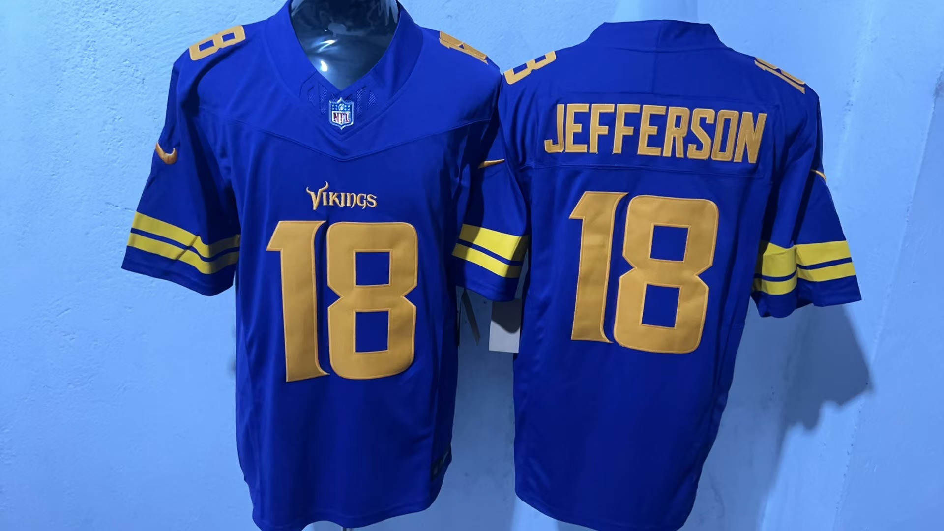 Justin Jefferson #18 Minnesota Vikings Purple & Gold Alternate Jersey — supplier front and back