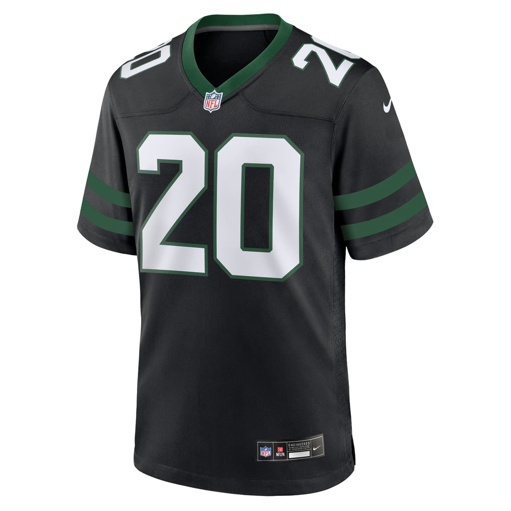 Breece Hall #20 New York Jets Black Alternate Jersey — front