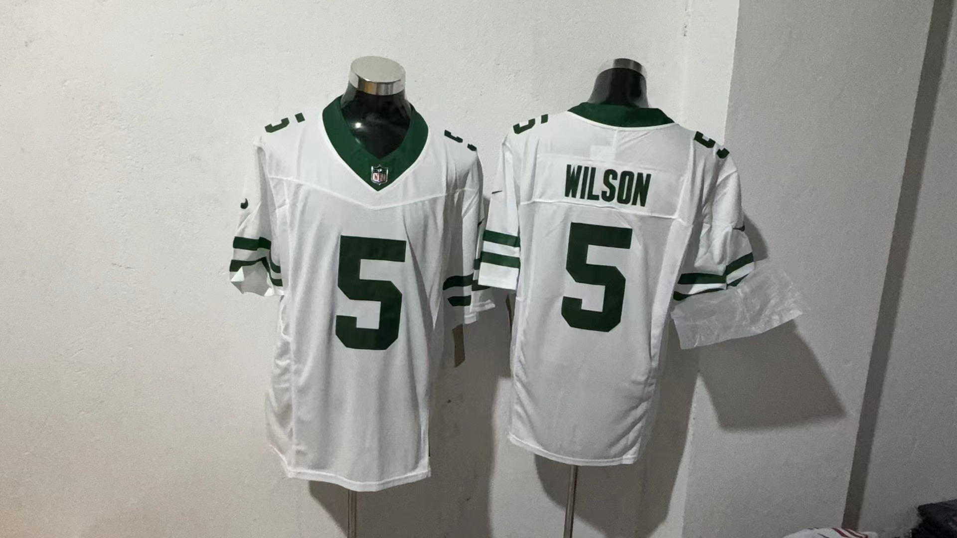 Garrett Wilson #5 New York Jets White Away Jersey — supplier front and back