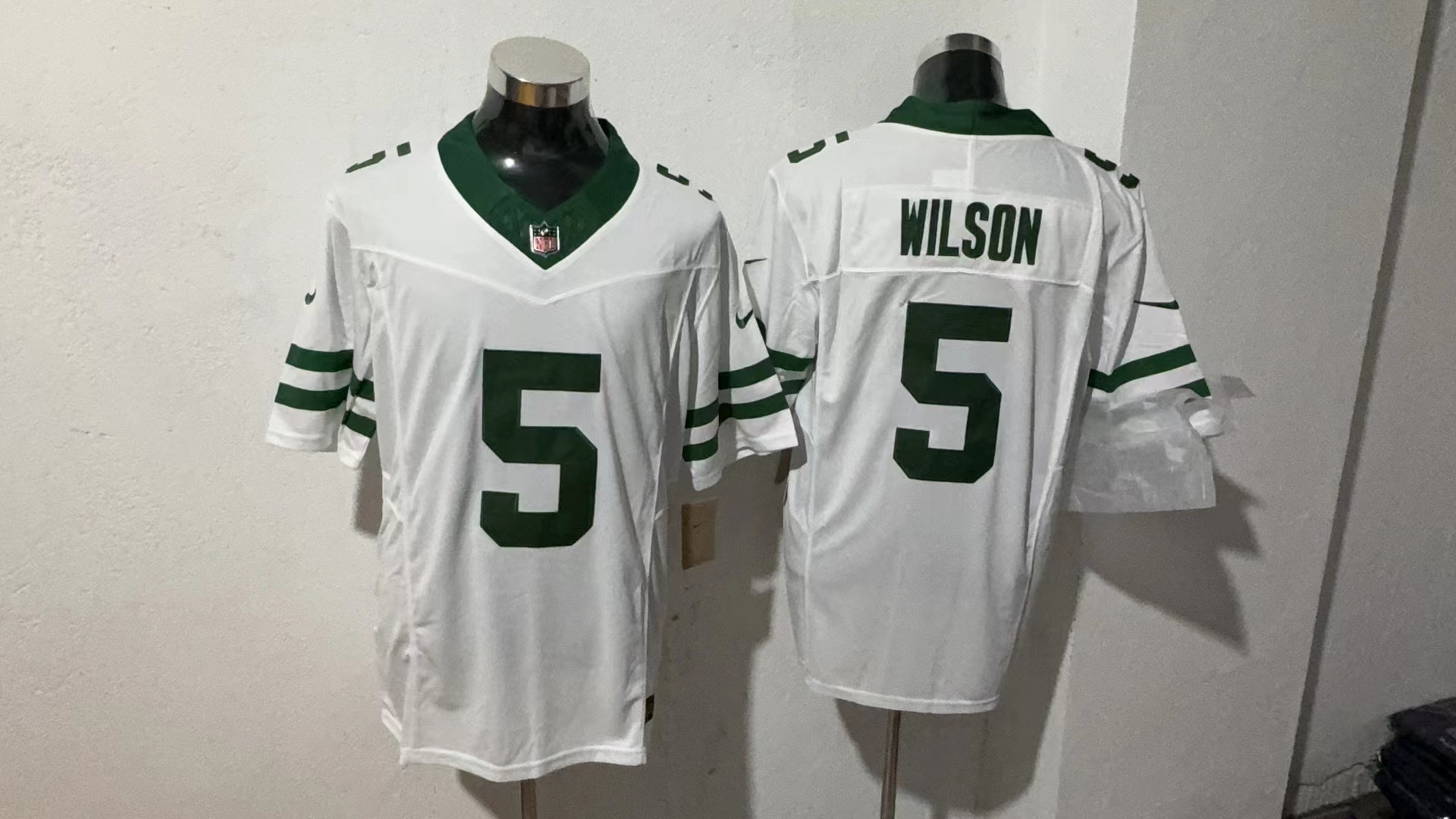 Garrett Wilson #5 New York Jets White Away Jersey — supplier front and back